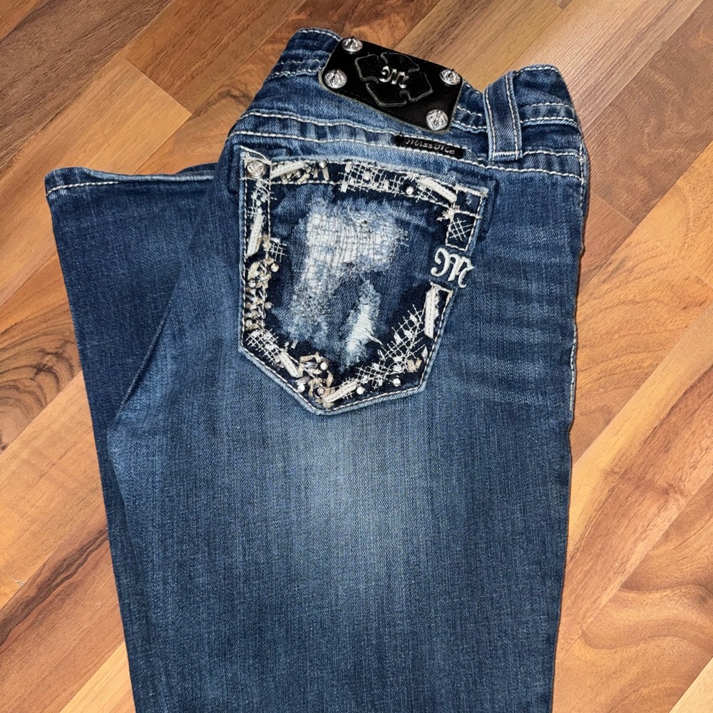 Miss Me Indigo Boot Cut Jeans with Distressed Pocket